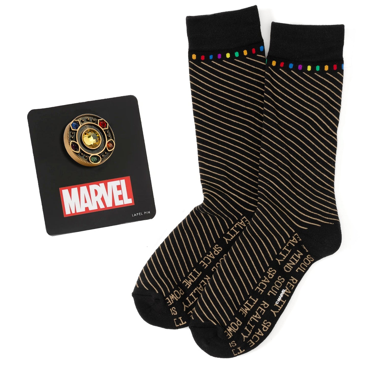Set de regalo Marvel Avengers Infinity Stone Stripe Negro
