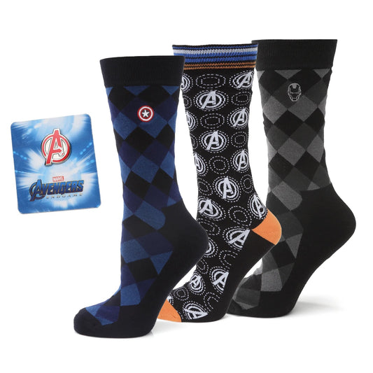 Paquete de 3 calcetines Marvel Argyle y set de regalo con pin de solapa