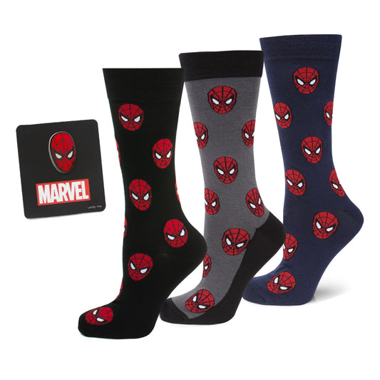 Set de regalo de 3 pares de calcetines y pin de solapa de Marvel Spider-Man