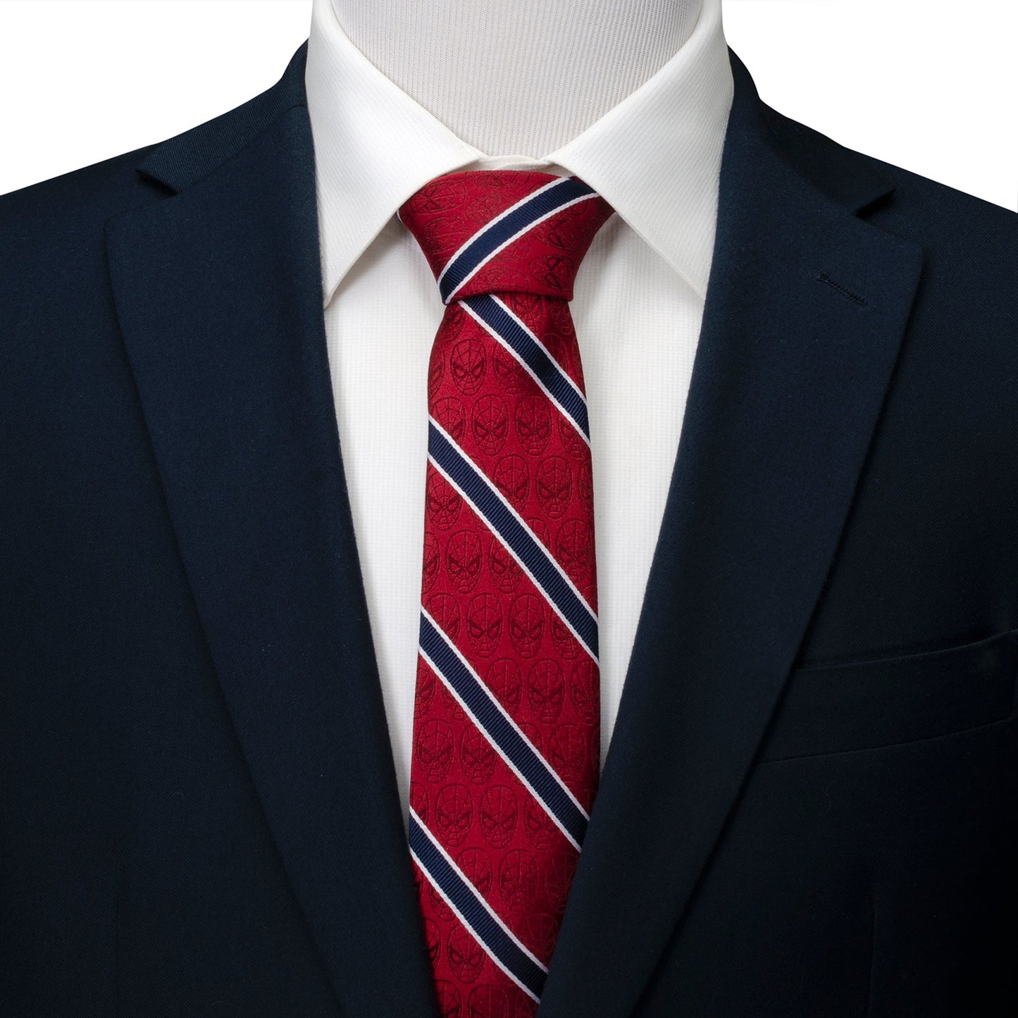 Corbata de hombre con rayas rojas y azul marino de Marvel Spider-Man