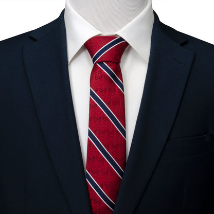 Corbata de hombre con rayas rojas y azul marino de Marvel Spider-Man