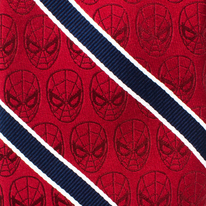 Corbata de hombre con rayas rojas y azul marino de Marvel Spider-Man
