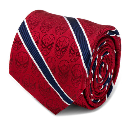 Corbata de hombre con rayas rojas y azul marino de Marvel Spider-Man