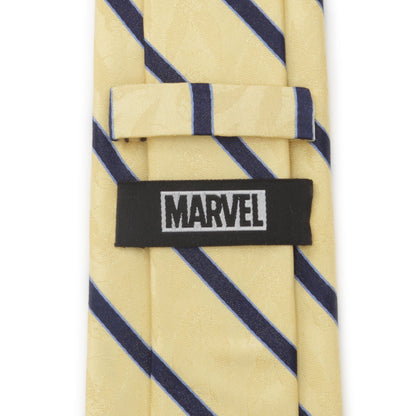 Corbata de seda para hombre Marvel X-Men Wolverine de rayas amarillas y azul marino