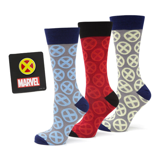 Pack de 3 calcetines Marvel X-Men con set de regalo de pin de solapa