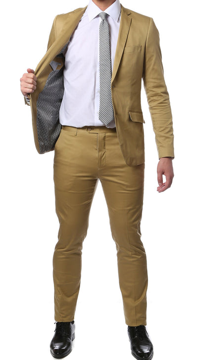 Madison Tan Ultra Slim Fit Cotton 2pc Suit