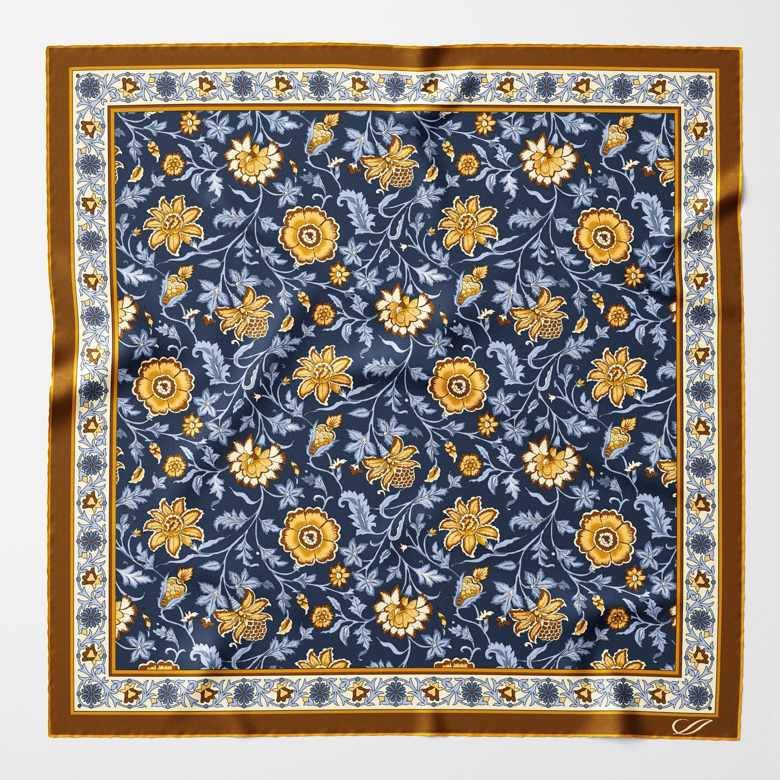 Carrara - Silk Neckerchief - Navy & Mustard - My Men's Shop