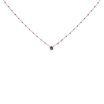 Collar de Plata de Ley Rodolita Esmalte Cuentas Cadena 18 Pulgadas