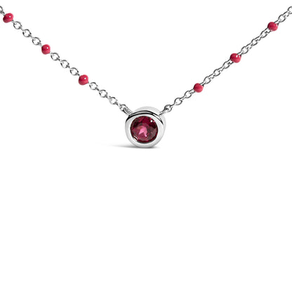 Collar de Plata de Ley Rodolita Esmalte Cuentas Cadena 18 Pulgadas