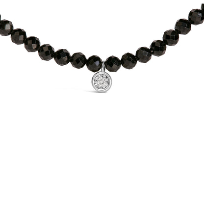 Sterling Silver Diamond Accent Black Spinel Bead Station Necklace