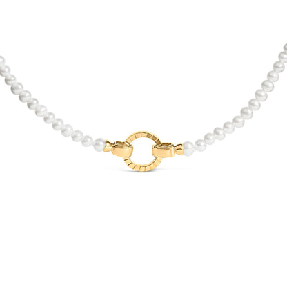 Collar infinito de hebra de perlas de vermeil de oro amarillo de 18 quilates