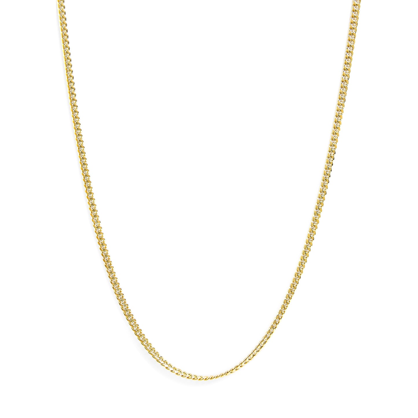 Cadena cubana de Miami de oro amarillo semimacizo de 14 quilates y 4,5 mm - Cadena unisex - 22 pulgadas
