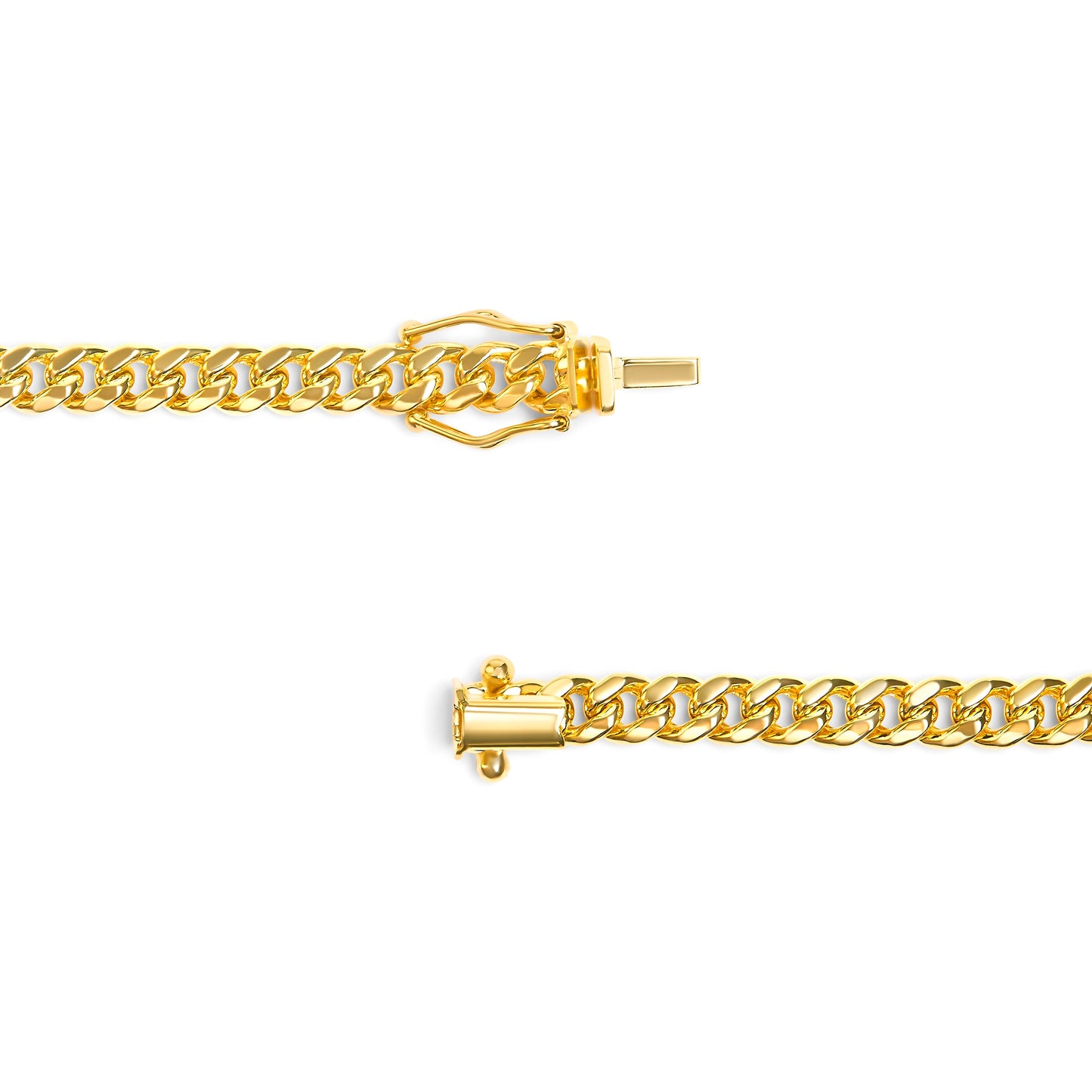 Cadena cubana de Miami de oro amarillo semimacizo de 14 quilates y 4,5 mm - Cadena unisex - 22 pulgadas