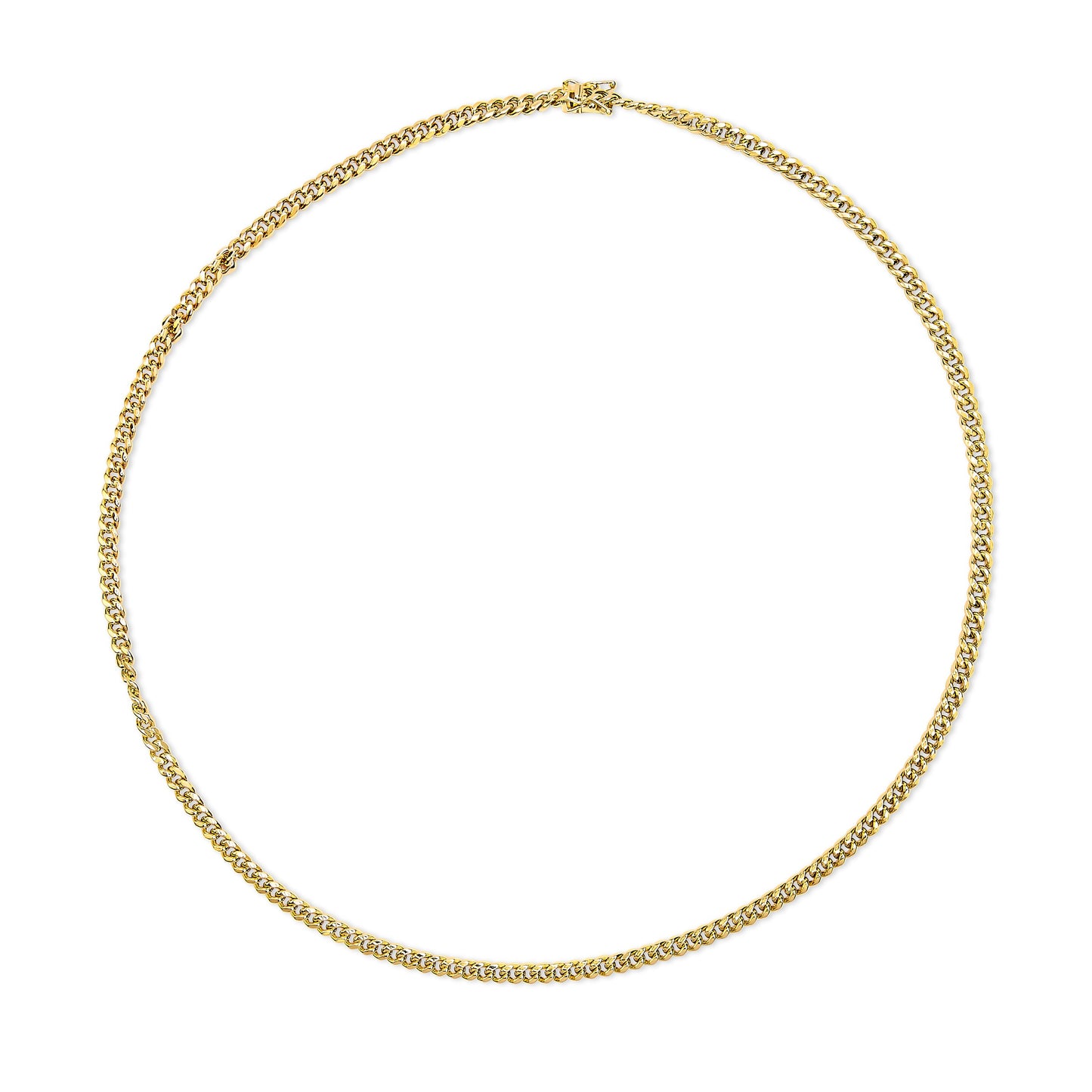 Cadena cubana de Miami de oro amarillo semimacizo de 14 quilates y 4,5 mm - Cadena unisex - 22 pulgadas