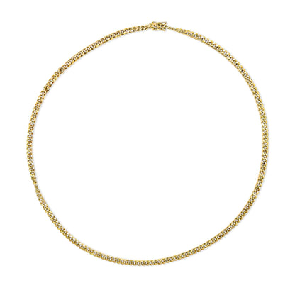 Cadena cubana de Miami de oro amarillo semimacizo de 14 quilates y 4,5 mm - Cadena unisex - 22 pulgadas