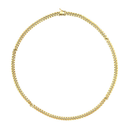 Cadena de oro amarillo macizo de 14 quilates de 6,1 mm estilo cubana clásica - 55,88 cm