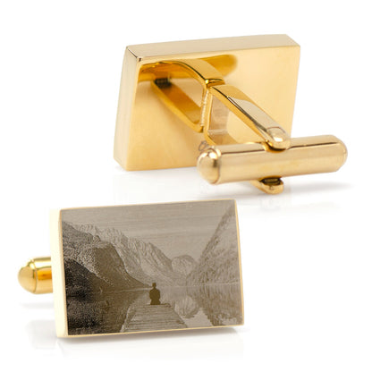 Custom Engraved Gold Plated Block Cufflinks - My Men's Shop
