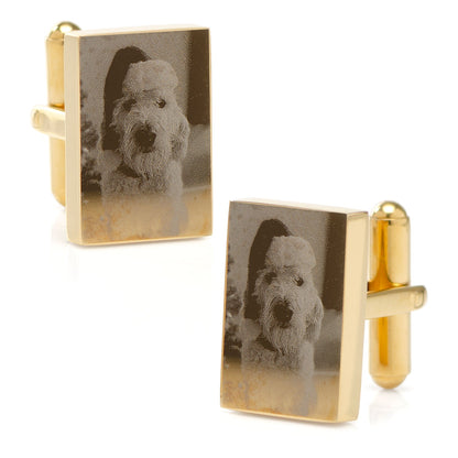 Custom Engraved Gold Plated Block Cufflinks - My Men's Shop