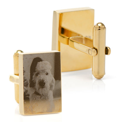 Custom Engraved Gold Plated Block Cufflinks - My Men's Shop