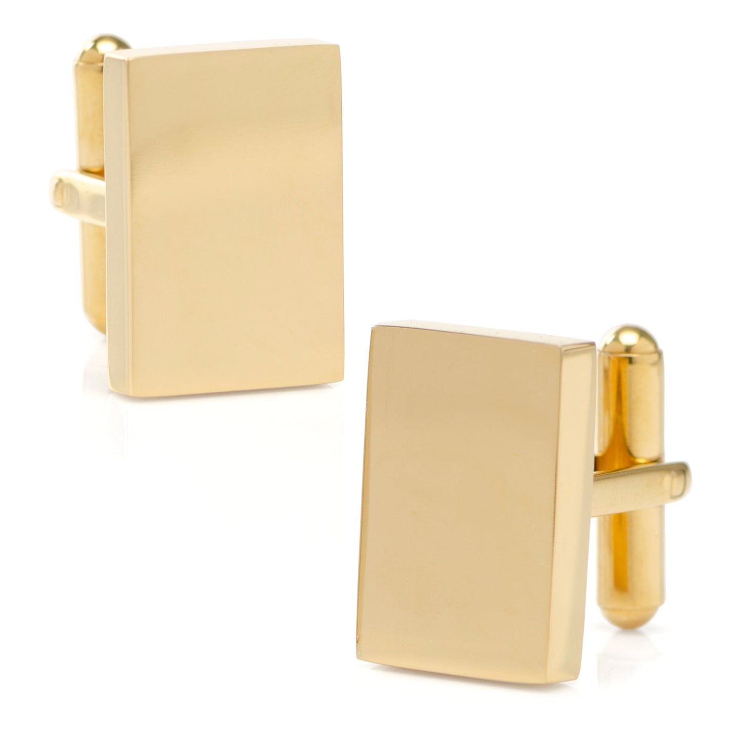 Custom Engraved Gold Plated Block Cufflinks - My Men's Shop