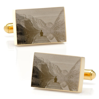 Custom Engraved Gold Plated Block Cufflinks - My Men's Shop