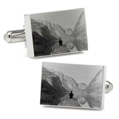 Gemelos rectangulares de acero inoxidable grabables con diseño de infinito