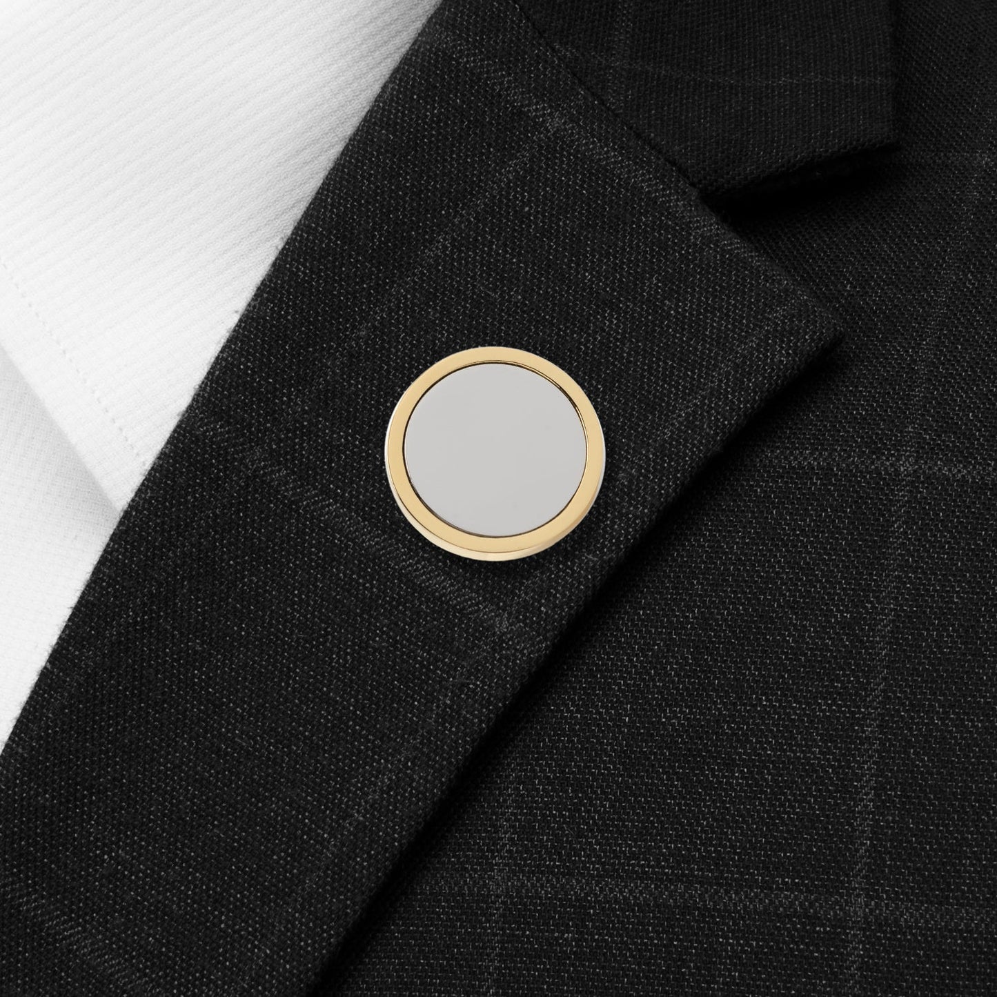 Two Toned Stainless Steel Round Infinity Engravable Lapel Pin - My Men's Shop