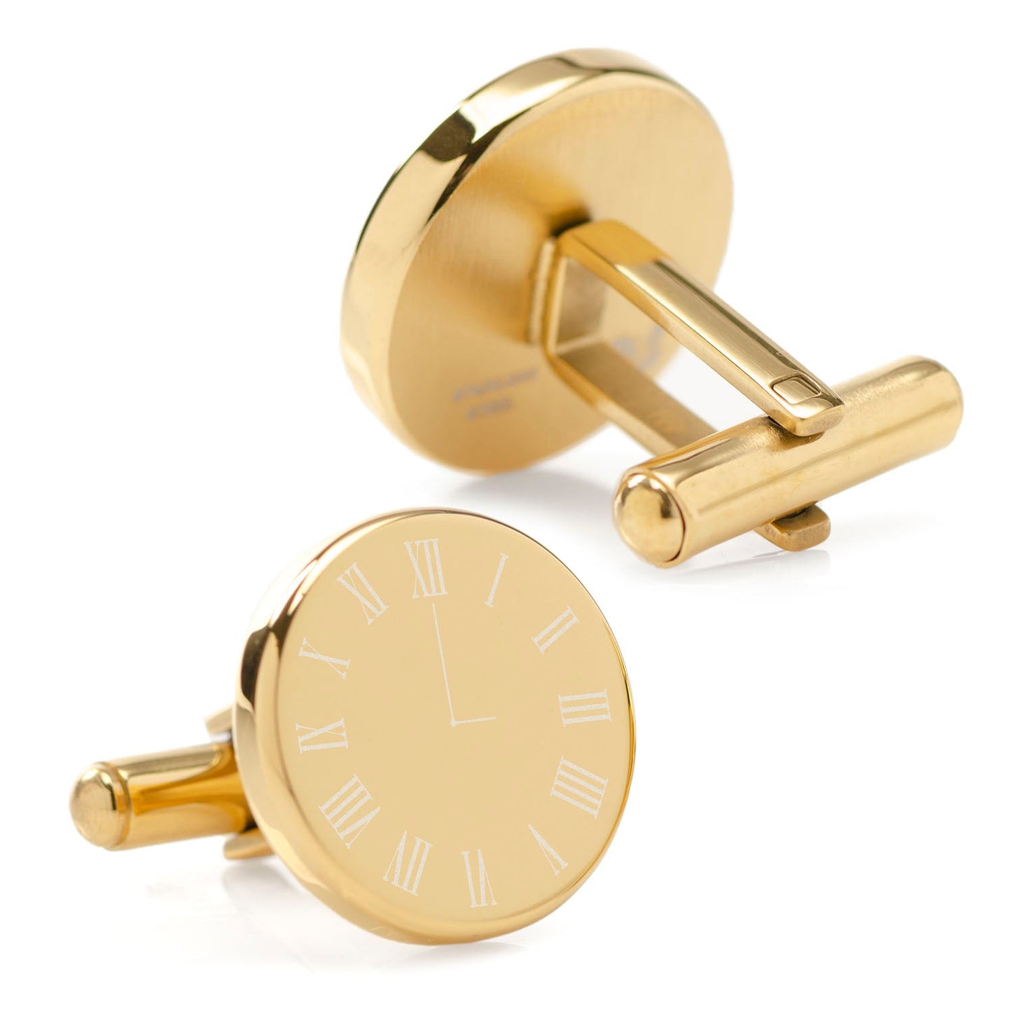 Custom Clock Engravable Gold Cufflinks - My Men's Shop