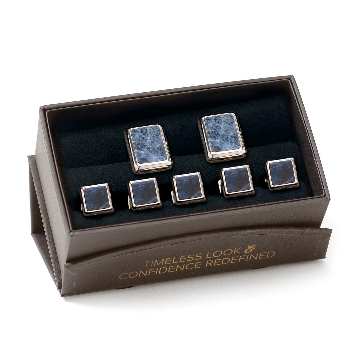 Silver and Sodalite JFK Presidential 5-Stud Set - My Men's Shop