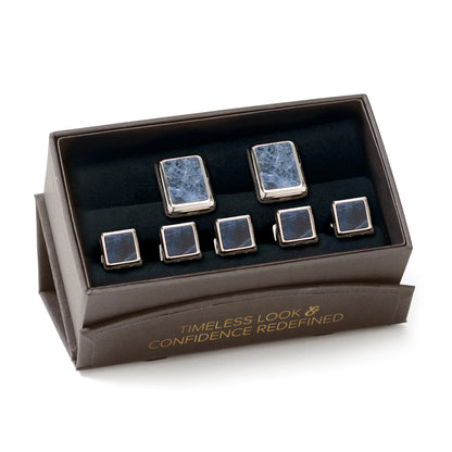 Silver and Sodalite JFK Presidential 5-Stud Set - My Men's Shop