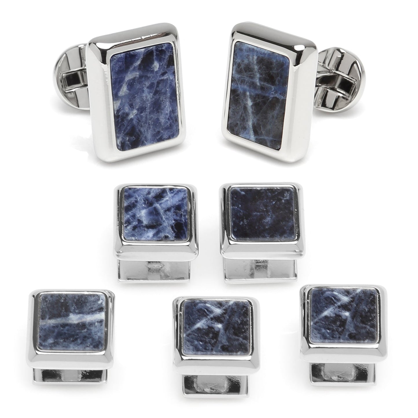 Silver and Sodalite JFK Presidential 5-Stud Set - My Men's Shop
