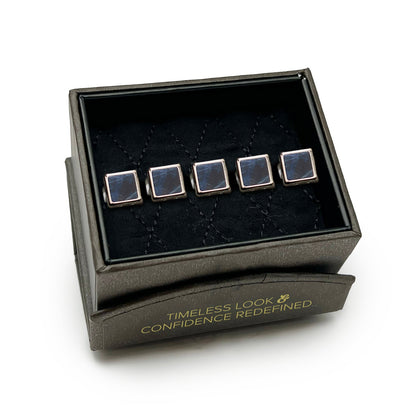 Silver and Sodalite JFK Presidential Studs - My Men's Shop