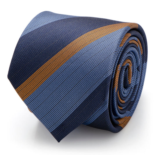 La corbata Andrew (corbata de hombre a rayas azules y naranjas)