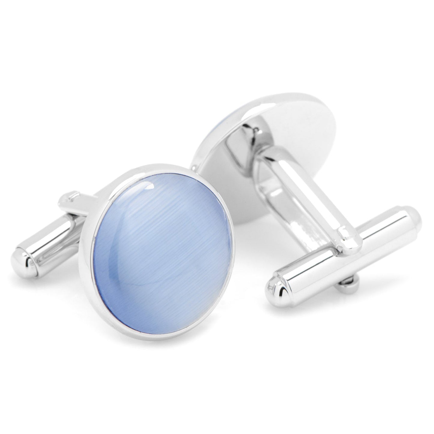 Silver and Blue Catseye Cufflinks - My Men's Shop
