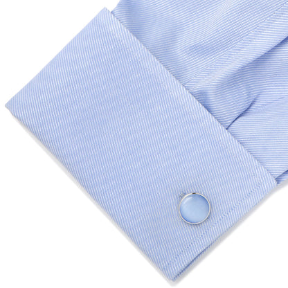 Silver and Blue Catseye Cufflinks - My Men's Shop
