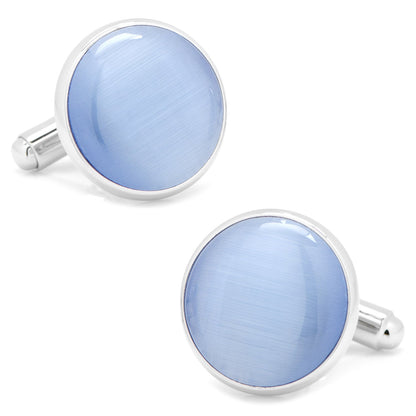 Silver and Blue Catseye Cufflinks - My Men's Shop