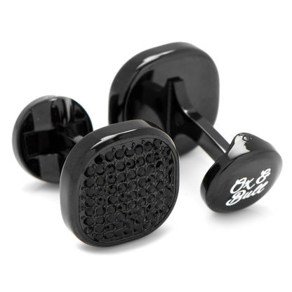 Black Stainless Steel Black Pave Crystal Cufflinks - My Men's Shop