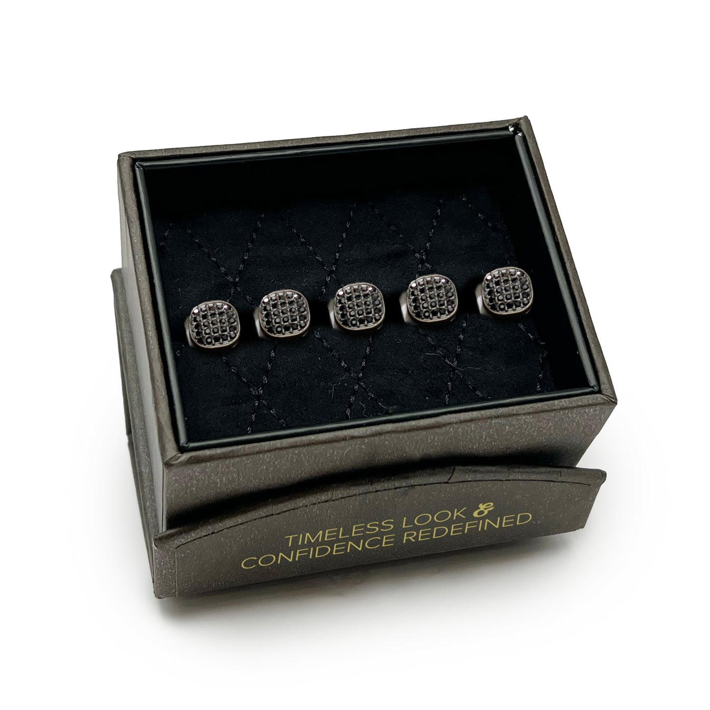 Acero Inoxidable Negro con 5 Cristales Pavé Negros