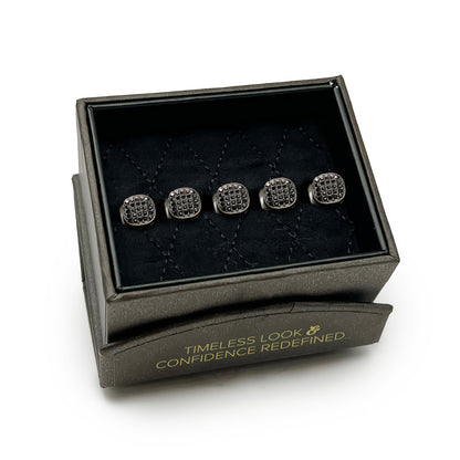 Acero Inoxidable Negro con 5 Cristales Pavé Negros