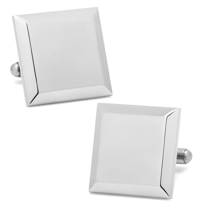 Stainless Steel Beveled Square Engravable Cufflinks and Tie Bar Gift Set - My Men's Shop
