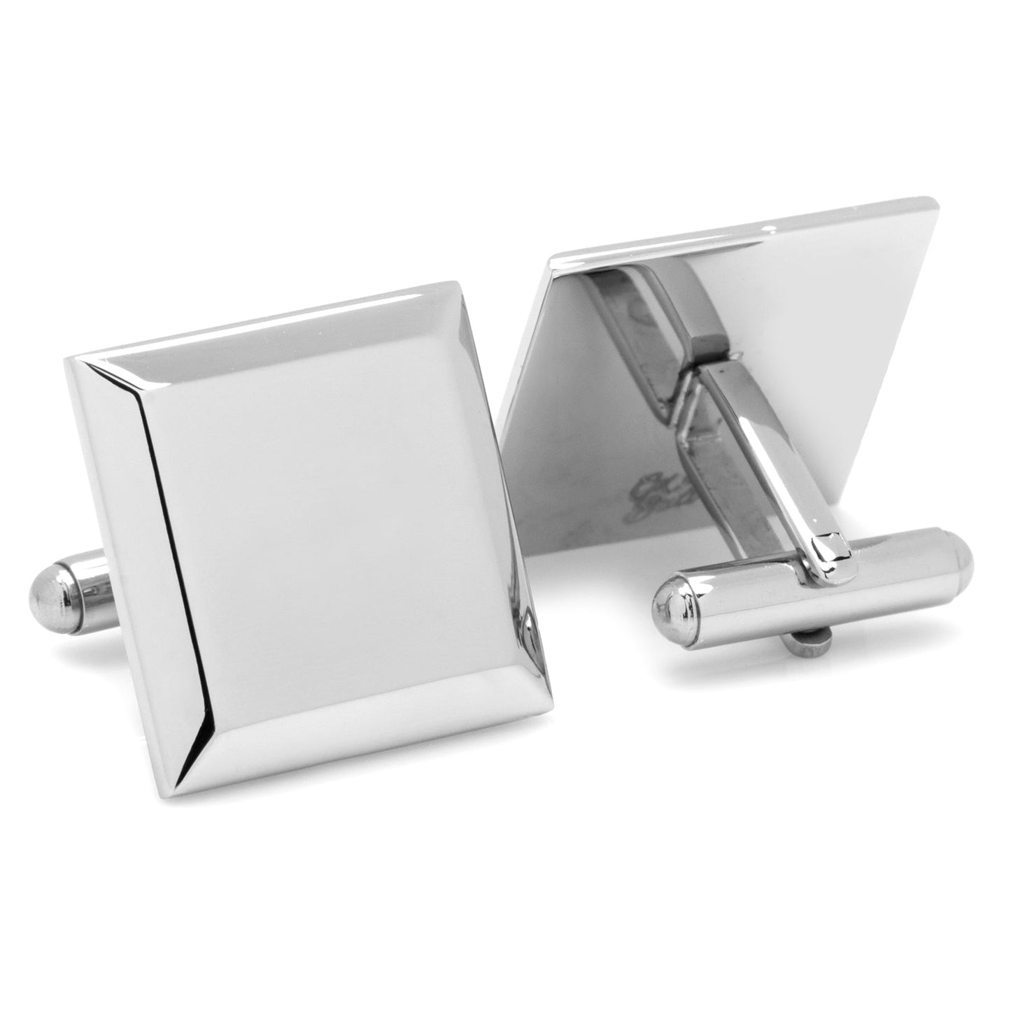 Stainless Steel Beveled Square Engravable Cufflinks and Tie Bar Gift Set - My Men's Shop