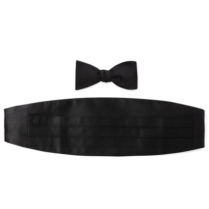 Black Silk Cummerbund and Bowtie Set - My Men's Shop