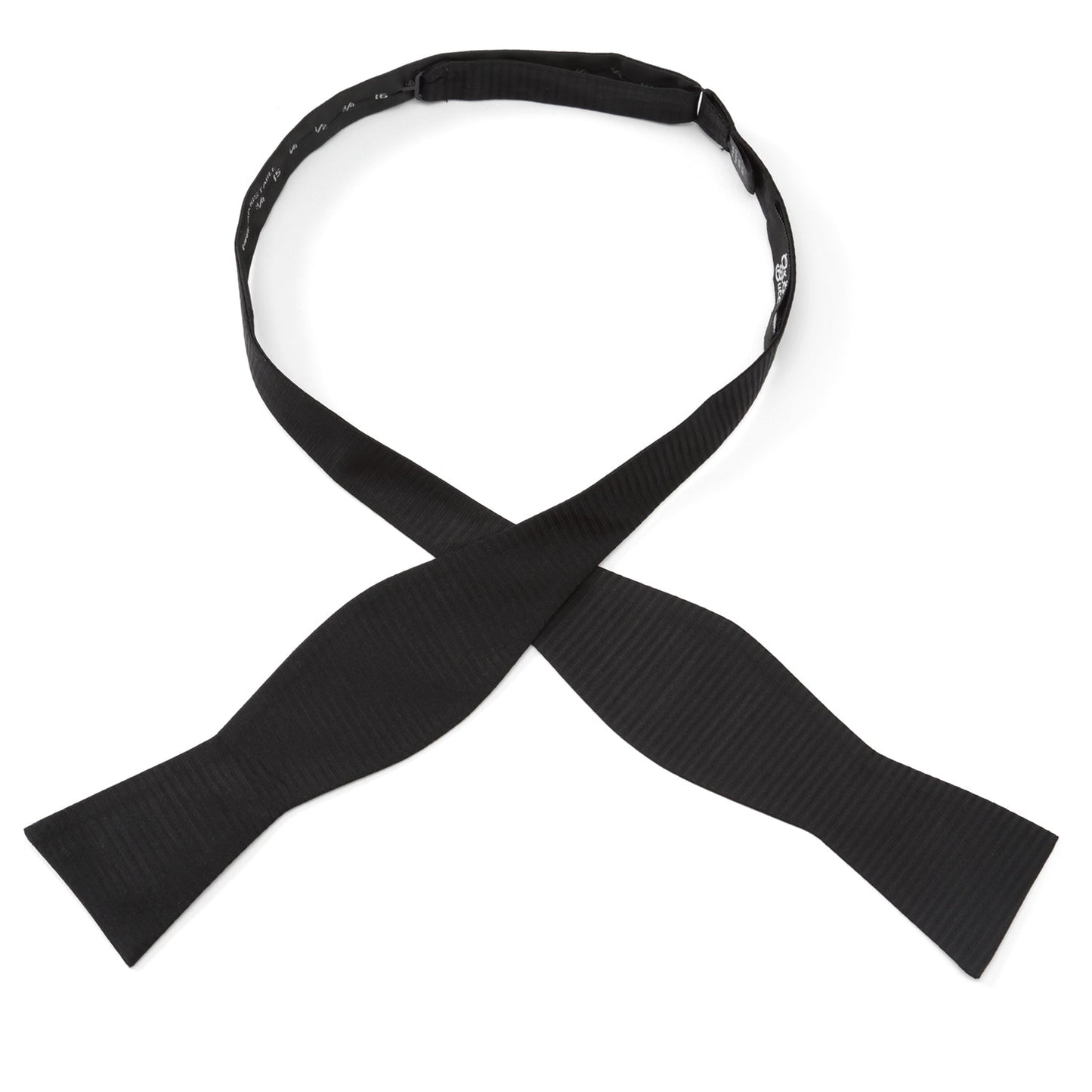 Corbata de moño de seda formal negra a rayas diplomáticas