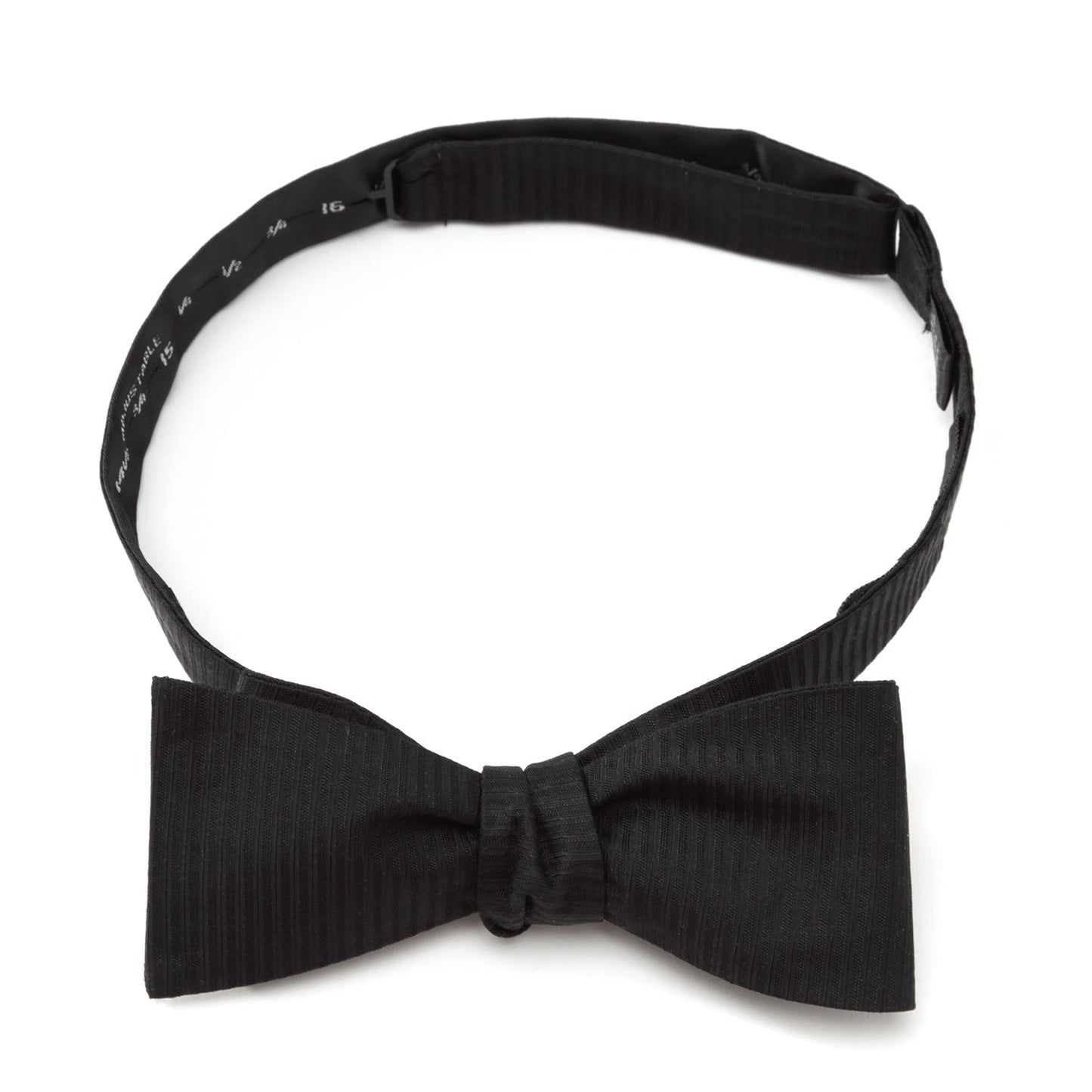 Corbata de moño de seda formal negra a rayas diplomáticas