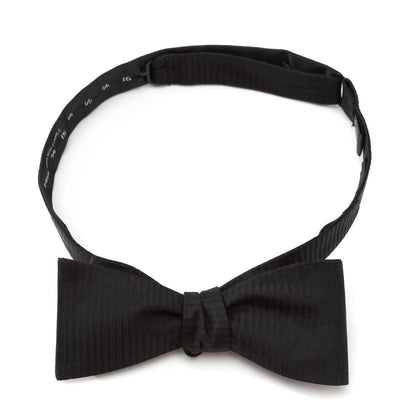 Corbata de moño de seda formal negra a rayas diplomáticas