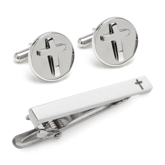 Cross Stainless Steel Cufflinks and Tie Clip Gift Set - My Men's Shop