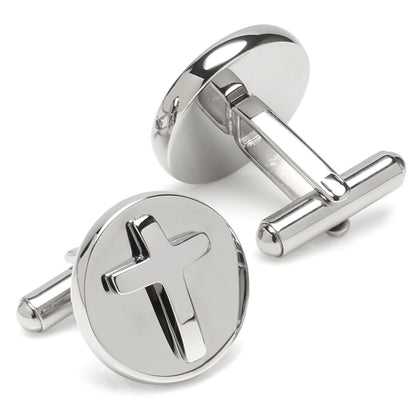 Cross Round Stainless Steel Cufflinks - My Men's Shop