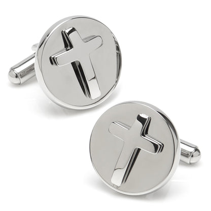 Cross Round Stainless Steel Cufflinks - My Men's Shop