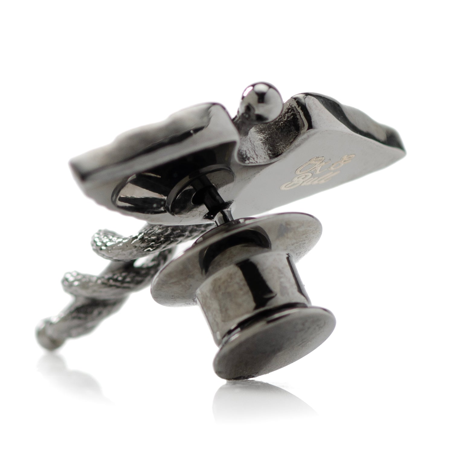 Caduceus Pave Gunmetal Lapel Pin - My Men's Shop