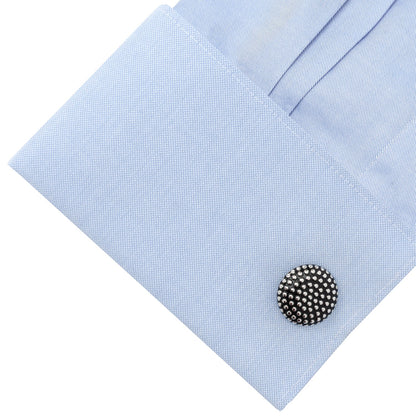 Silver Circle Dot Texture Cufflinks - My Men's Shop